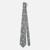Elegant Stoffig Blauw Bloemen Bruiloft Necktie Stropdas (Voorkant)