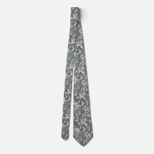  Elegant Stoffig Blauw Bloemen Bruiloft Necktie Stropdas (Achterkant)