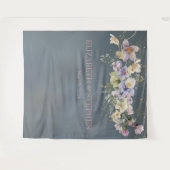  Elegant Stoffig Blauw Bloemen Bruiloft Wandkleed (Voorkant (horizontaal))