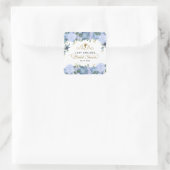 Elegant Stoffig Blauw Bloemen Victoriaans Vrijgeze Vierkante Sticker (Tas)