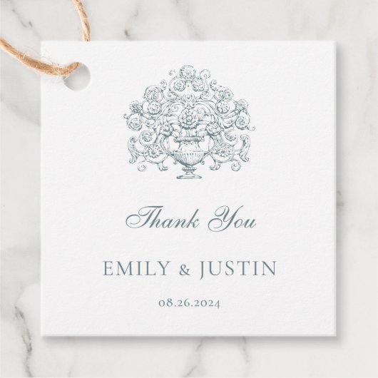  Elegant Stoffig Blauw Bruiloft Dank u Bedankjes Labels (Voorkant)