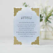 Elegant stoffig blauw goud informatiekaartje (Staand voorkant)