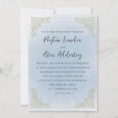 Elegant stoffig blauw goud kaart (Voorkant)