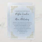 Elegant stoffig blauw goud kaart (Voorkant / Achterkant)