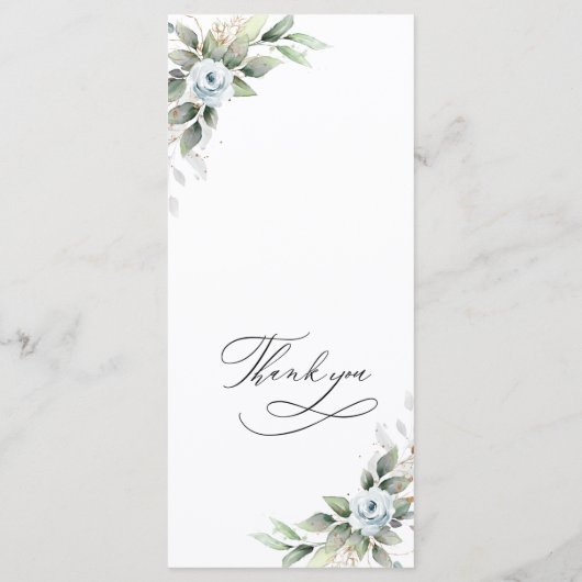 Elegant Stoffig Blauw Groen Bruiloft Menu Kaart (Achterkant)