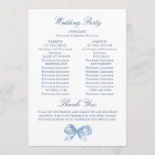 Elegant Stoffig Blauw Hand Getrokken Boog Trouwpro Programma (Achterkant)