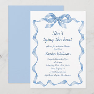 Elegant Stoffig Blauw Hand Getrokken Bow Vrijgezel Kaart