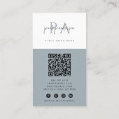 Elegant Stoffig Blauw Neutraal QR Code Boho Modern Visitekaartje (Achterkant)