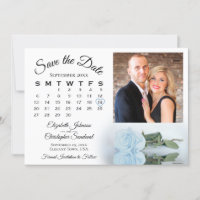 Elegant Stoffig Blauw Roos Kalender & Foto Bruilof