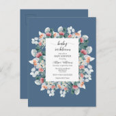 Elegant stoffig blauw waterverf baby shower uitnodiging briefkaart (Voorkant / Achterkant)