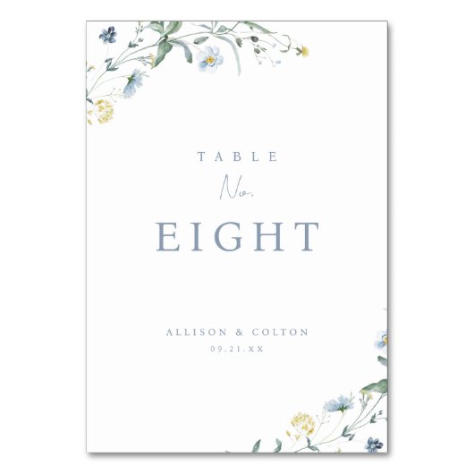 Elegant Stoffig Blauw Wildbloem Rustiek Boho Bruil Kaart (Achterkant)