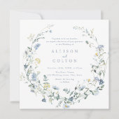 Elegant Stoffig Blauw Wildbloem Rustiek Boho Bruil Kaart (Voorkant)