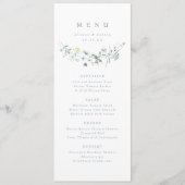Elegant Stoffig Blauw Wildbloem Rustiek Boho Bruil Menu (Voorkant)