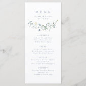 Elegant Stoffig Blauw Wildbloem Rustiek Boho Bruil Menu (Voorkant)