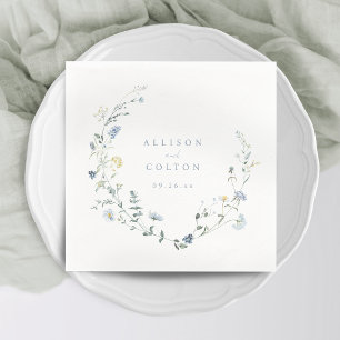Elegant Stoffig Blauw Wildbloem Rustiek Boho Bruil Servet