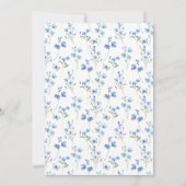 Elegant  Stoffig Blauw Wildflower Bruiloft Kaart (Achterkant)