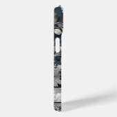 Elegant stoffig blauw zilver wit grijs bloemen Case-Mate iPhone case (Achterkant / Rechts)