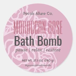 Elegant Stoffig Roos Roze Bloemen Bad Bomb Label