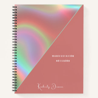 Elegant stoffig roze holografisch notitieboek