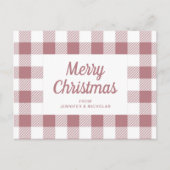 Elegant Stoffig Roze Plaid Vrolijk Kerstfeest Briefkaart (Voorkant)