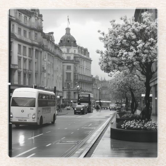 Elegant straat Uitzicht Glazen Onderzetter (Voorkant)
