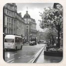 Elegant straat Uitzicht Vierkante Kartonnen Onderzetter