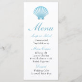 Elegant Strand Blauw Nautische Zeeschelp Trouwmenu Menu (Voorkant)