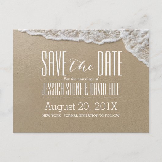 Elegant strand en Zee water bruiloft Opslaan Datum Aankondigingskaart (Voorkant)
