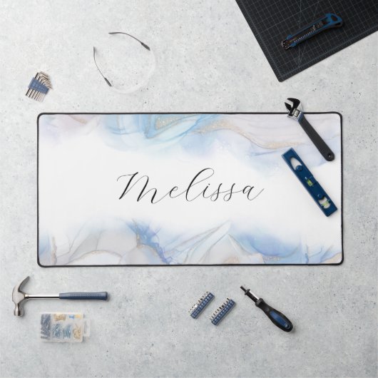 Elegant strand golven alcohol inkt monogram bureaumat (Werkstation)