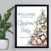 Elegant strand kerstfeest welkom bord poster