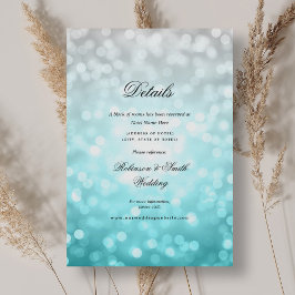 Elegant strand Ombre Bokeh Lights Wedding Details Informatiekaartje