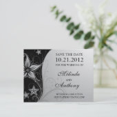 Elegant Strand Zeester & Bloemen Trouwen Save Datu Aankondigingskaart (Staand voorkant)