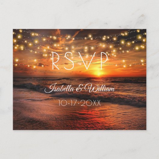 Elegant Strand Zomer Bruiloft RSVP Briefkaart (Voorkant)