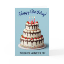 Elegant Strawberry Drip Cake – Happy Birthday Card