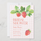 Elegant Strawberry Pink Gingham Vrijgezellenfeest Kaart (Voorkant)