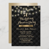 Elegant String Lights 50th Wedding Jubileum Kaart (Voorkant / Achterkant)