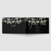 Elegant String Lights Black And White Wedding Gastenboek (Volledig)