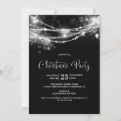 Elegant String Lights Black Christmas Party Kaart (Voorkant)
