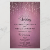 Elegant String Lights Cranberry Wedding Program (Voorkant)
