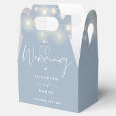 Elegant String Lights Dusty Blue Wedding Bedankdoosjes (Geopend)