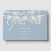 Elegant String Lights Dusty Blue Wedding Gastenboek (Voorkant)