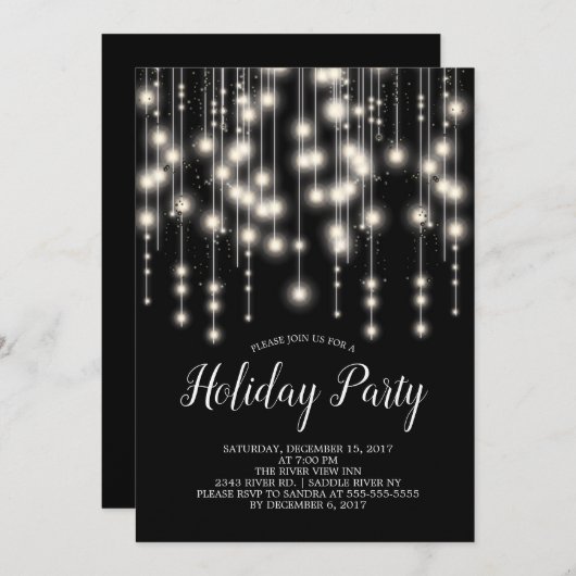 Elégant String Lights Fête Invitation (Devant / Derrière)