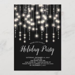 Elegant String Lights Holiday Party Uitnodiging