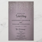 Elegant String Lights Mauve Wedding Programme (Voorkant)