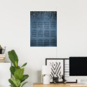 Elegant String Lights Navy Blue Seating Chart Poster (Thuiskantoor)