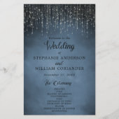 Elegant String Lights Navy Blue Wedding Program (Voorkant)