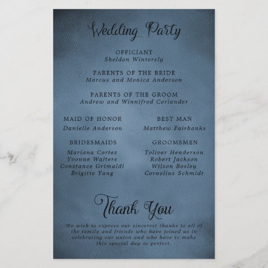 Elegant String Lights Navy Blue Wedding Program (Achterkant)