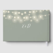 Elegant String Lights Sage Green Wedding Gastenboek (Achterkant)