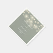 Elegant String Lights Sage Green Wedding Servet (Hoek)