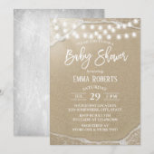 Elegant String Lights Summer Beach Baby shower Kaart (Voorkant / Achterkant)